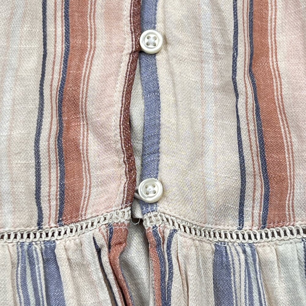 Lucky Brand Button-Front Striped Peasant‎ Tiered Ruffle Maxi Skirt Size L - NWOT - Picture 4 of 10